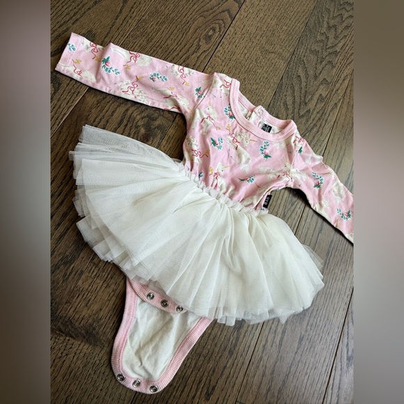 Rock Your Baby Pink Floral Dress with Cream Tulle Skirt 6-9 months EUC - Picture 2 of 9